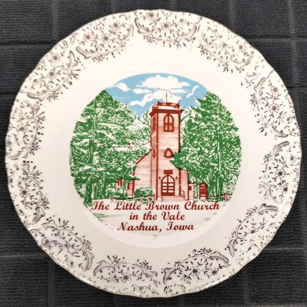 Vintage Little Brown Church Vale Nashua Iowa Souvenir Plate Ceramic